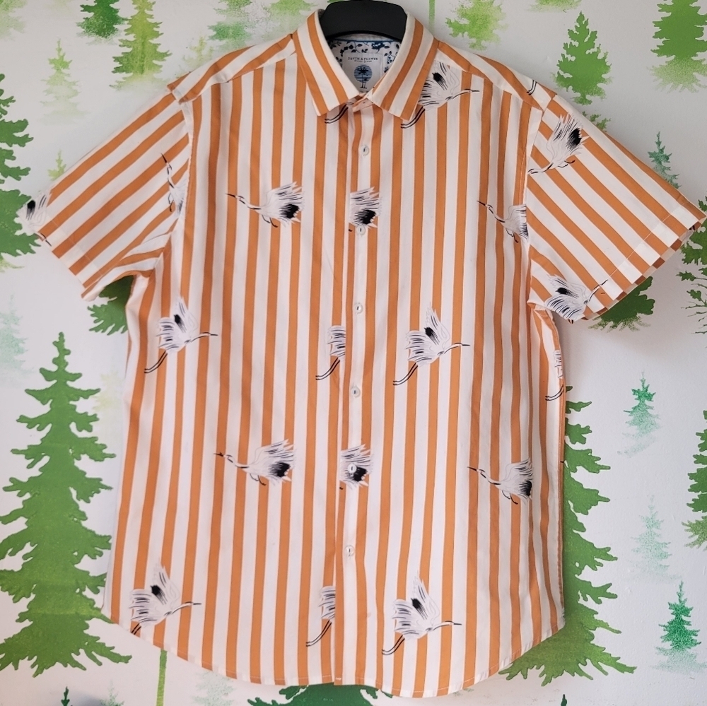 Denim & Flower Bird Print Shirt.
